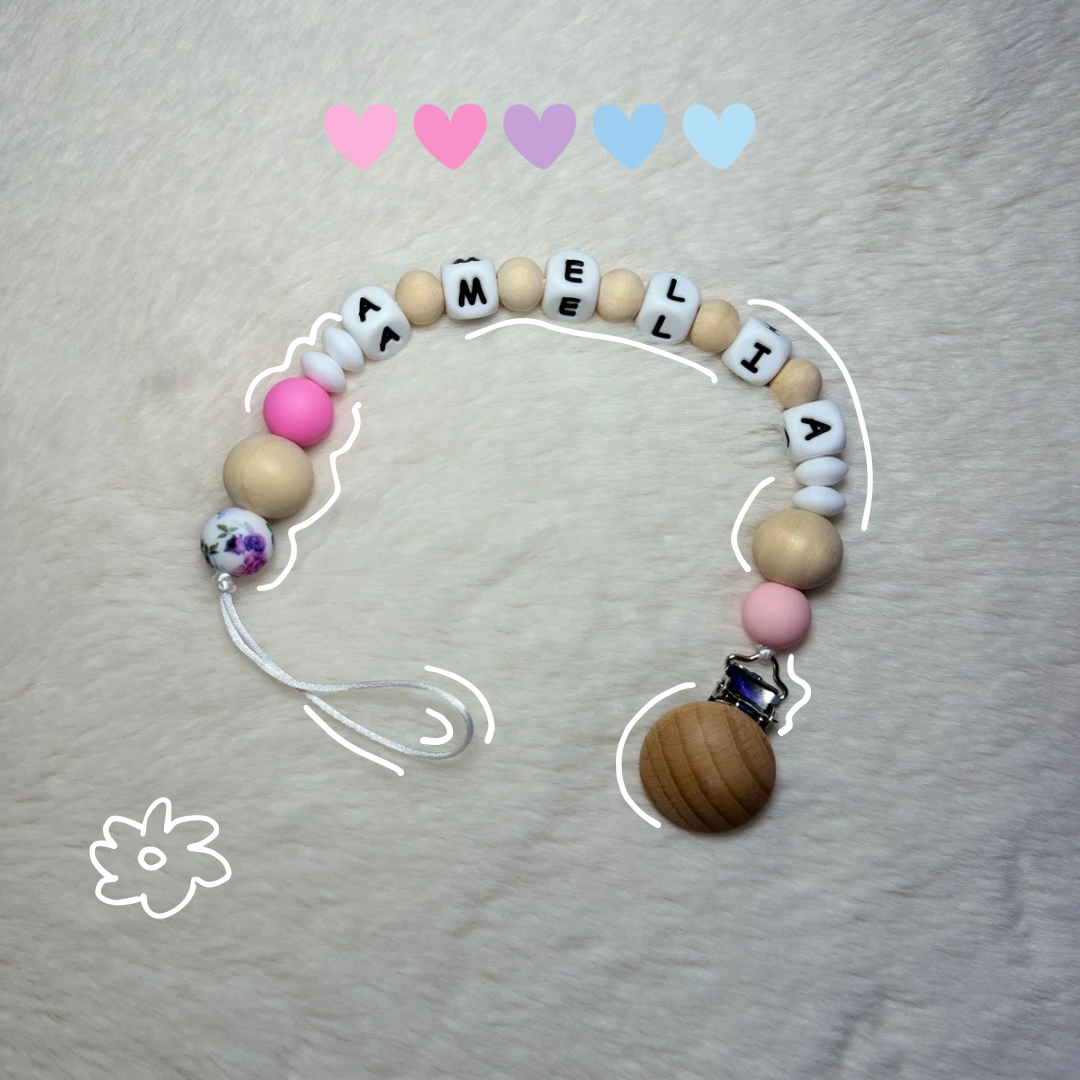 Custom Name Baby Pacifier Clip ( Baby Girl)