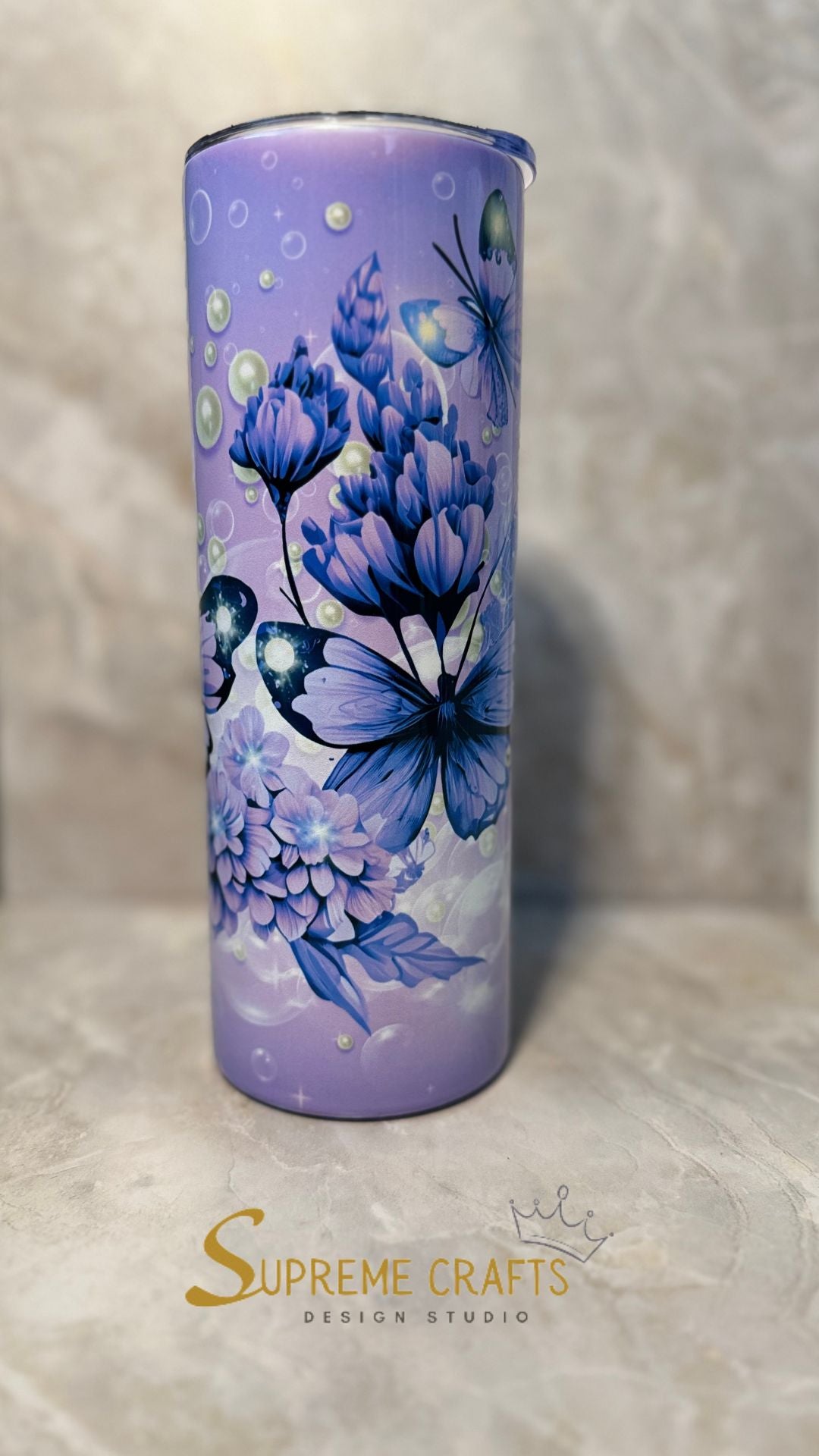 20 oz Stainless Steel Tumbler with Butterfly and Floral Design