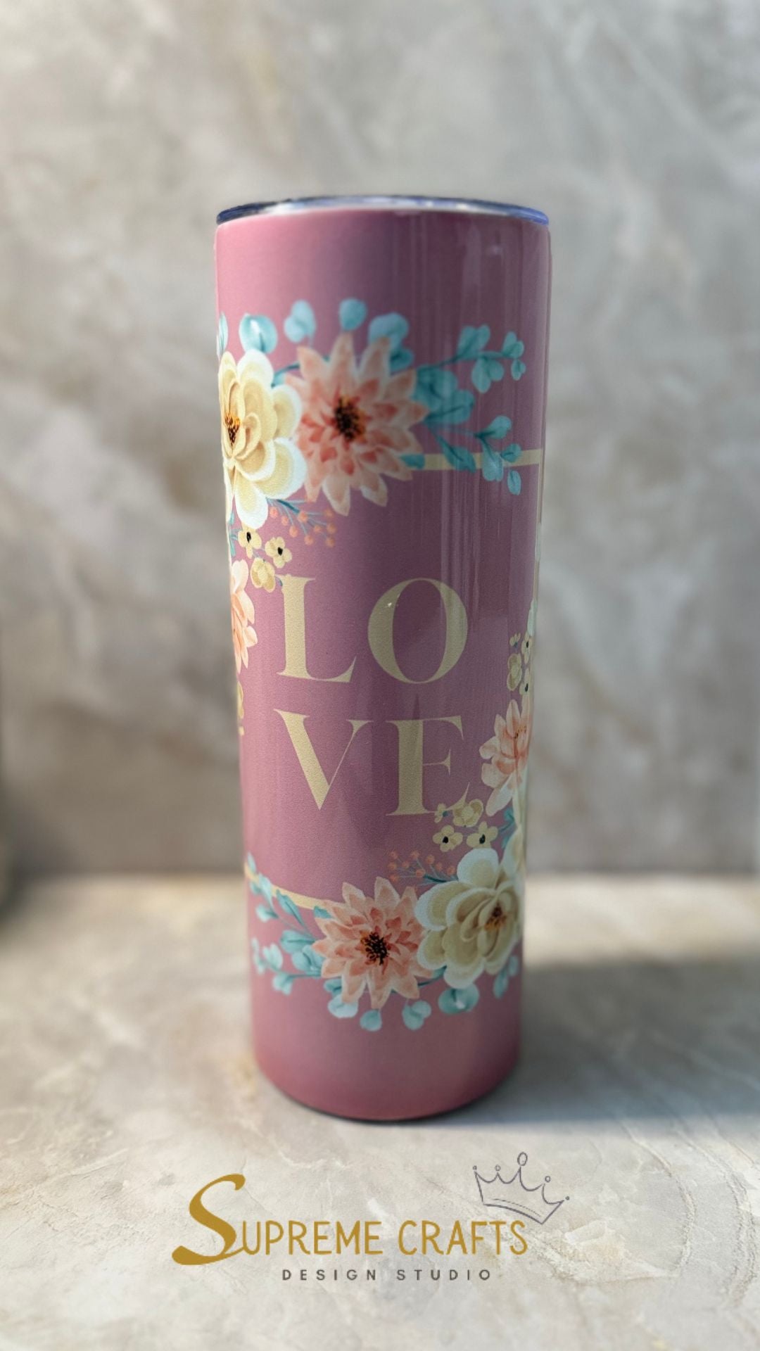 20 oz Stainless Steel Tumbler with Custom "Love" Design (Top Seller)