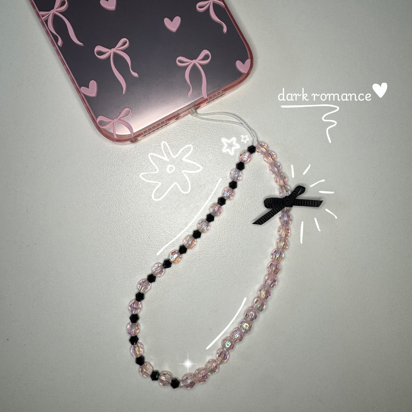 🖤 Dark Romance Phone Charm – Handmade Aesthetic Accessory