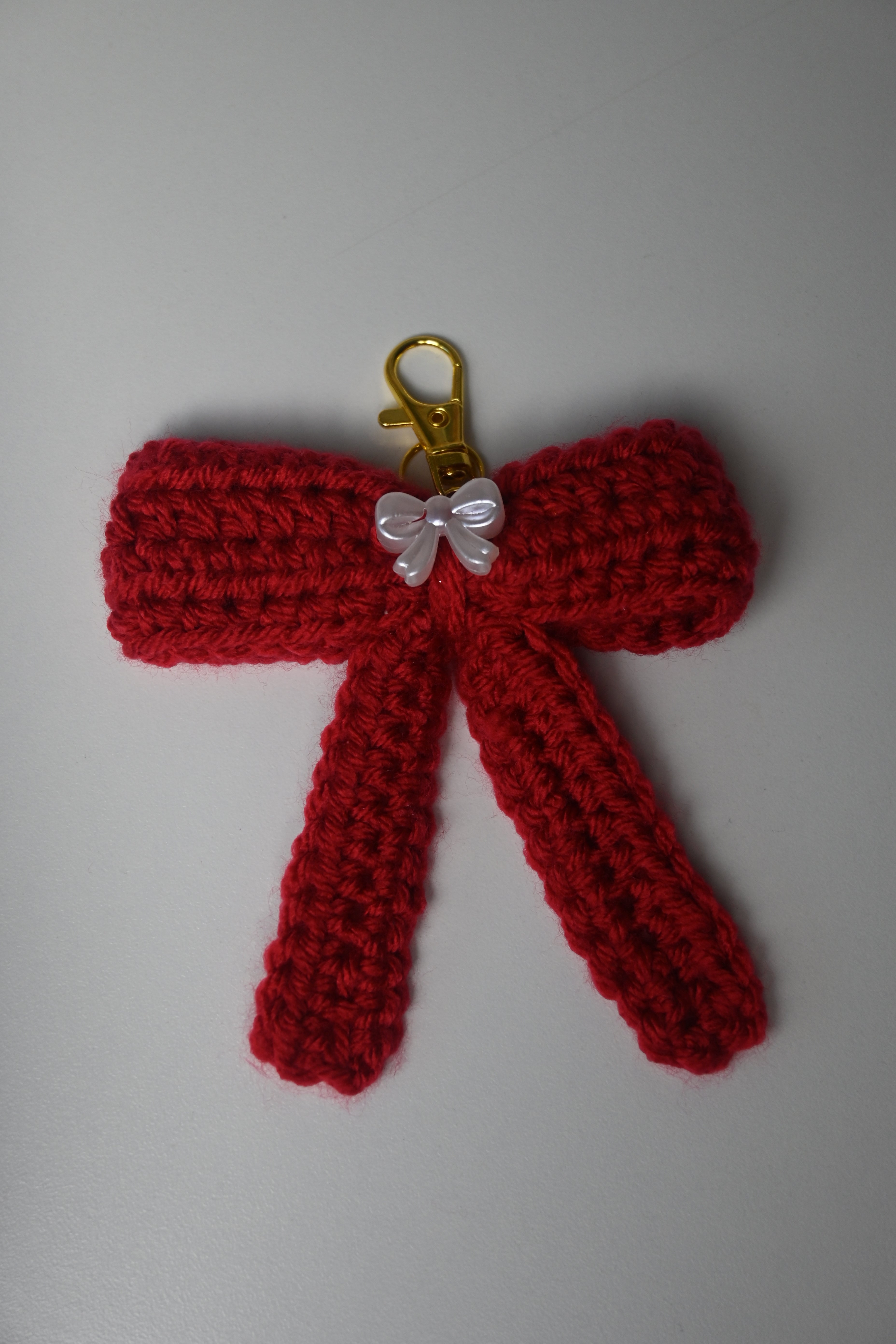 Crochet Bow Keychain – Handmade Cute Accessory for Bags, Keys & Gifts
