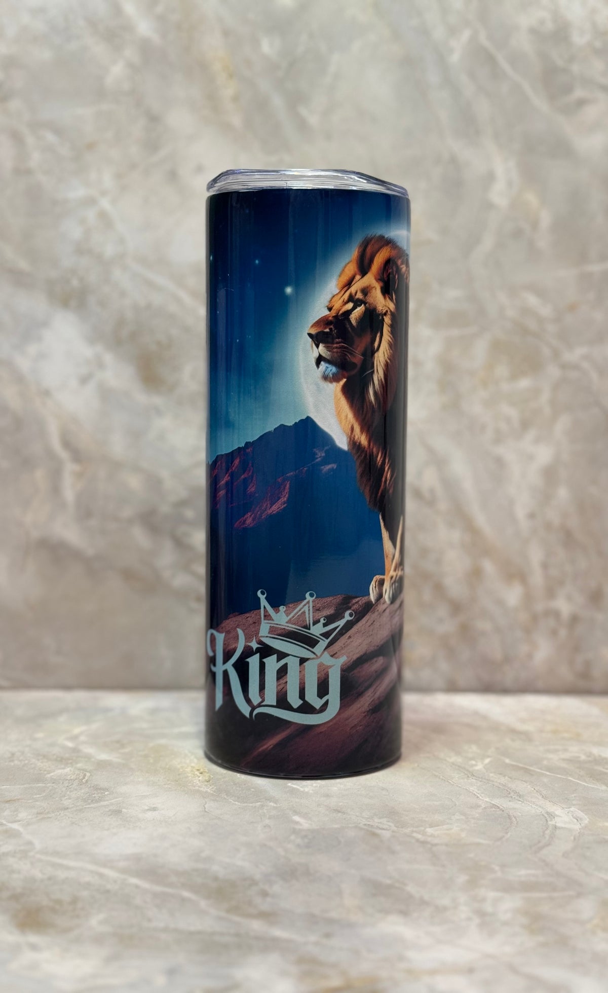 20 oz Stainless Steel Tumbler with "King Lion" Design