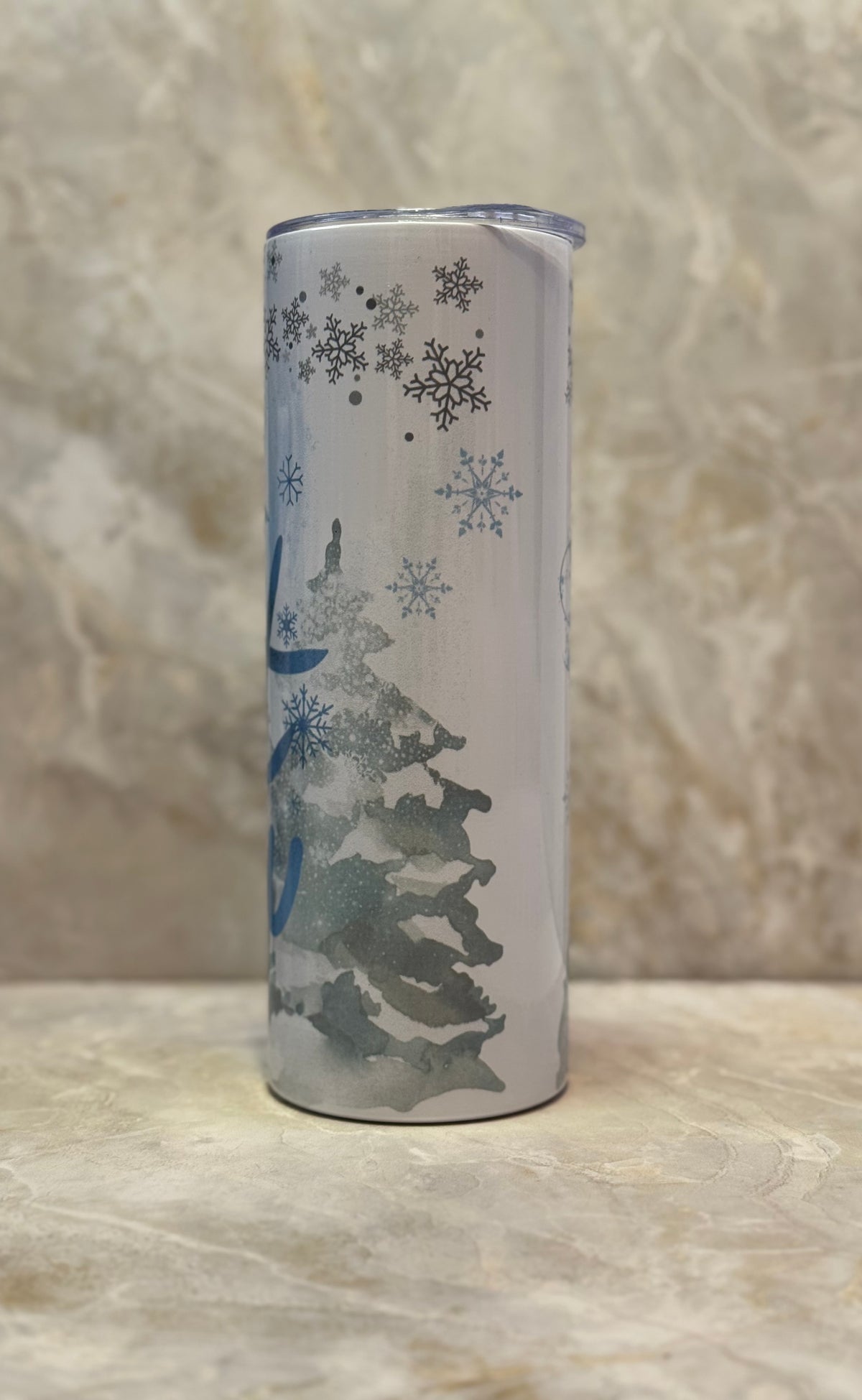 20 oz Stainless Steel Tumbler with "Let it snow" Design