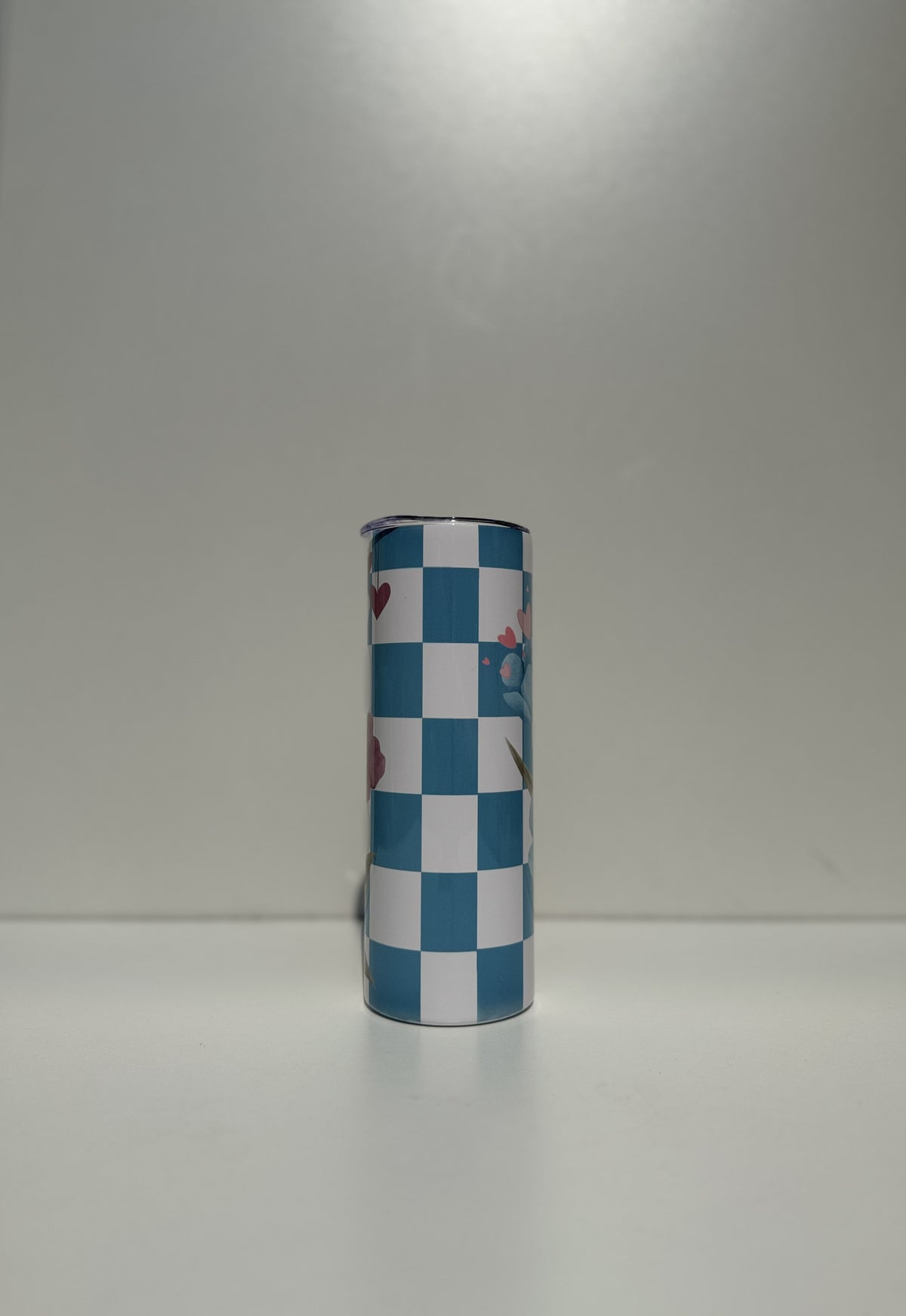 20 oz Stainless Steel Tumbler with Custom Checkered/Floral Design